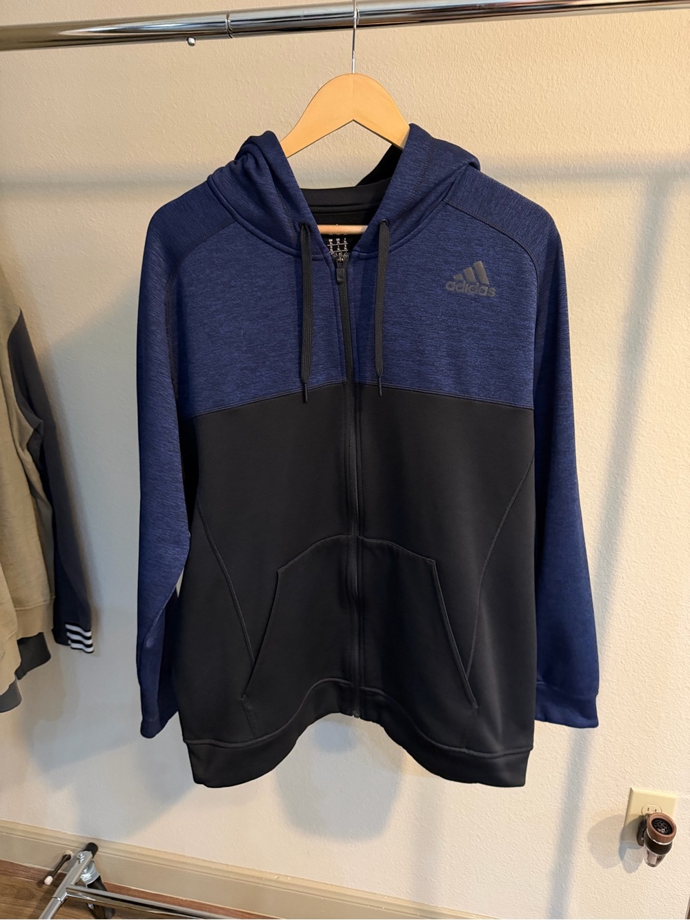 Adidas ClimaWarm Tech Fleece Full Zip Hoodie Navy Black Men’s XL